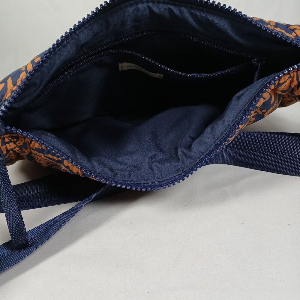 Vera Bradley Quilted Shoulder Bag Blue Orange Floral Paisley Adjustable Strap - Picture 4 of 9